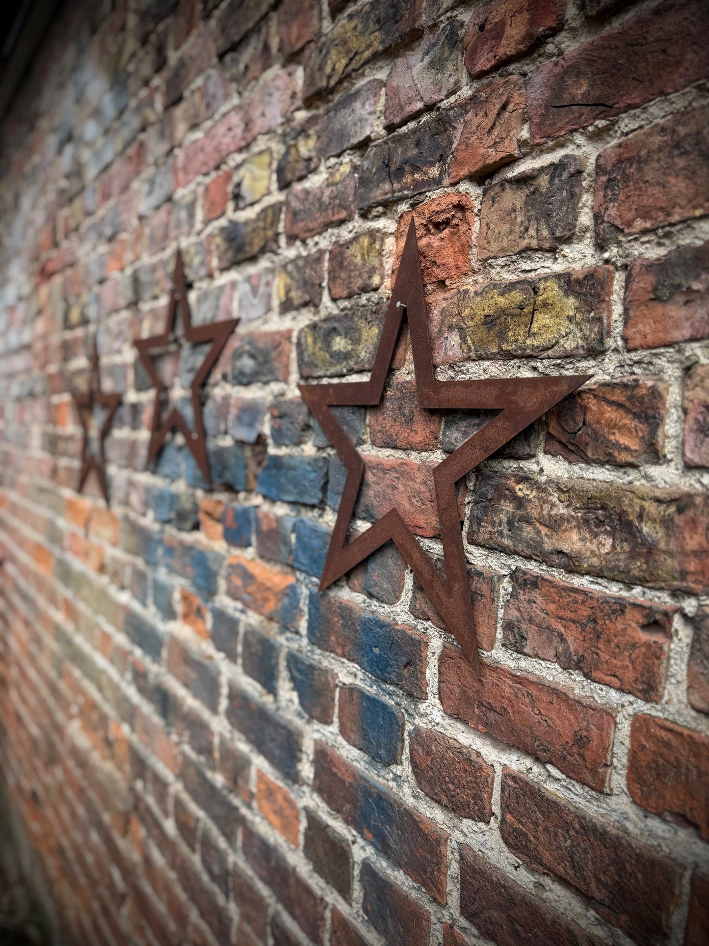 Set of 3 Rusty Metal Stars, Decorations For The Home And Garden.