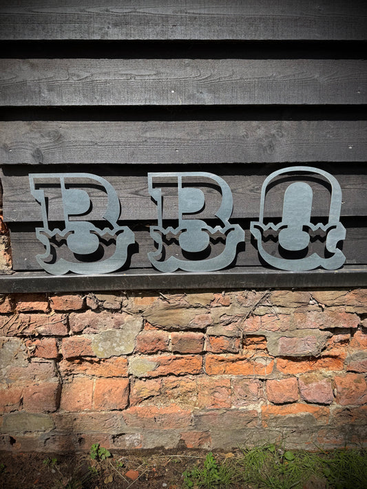 BBQ Steel Circus/Carnival style Lettering 12 inch