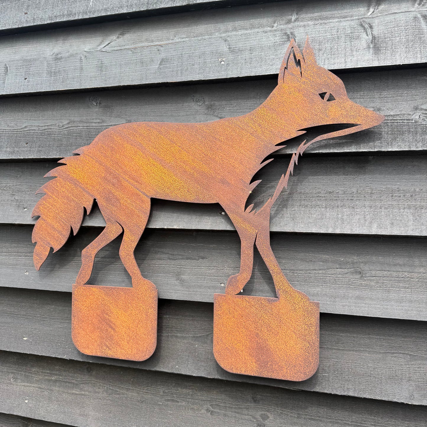 Rusty Metal Walking Fox Garden Decoration