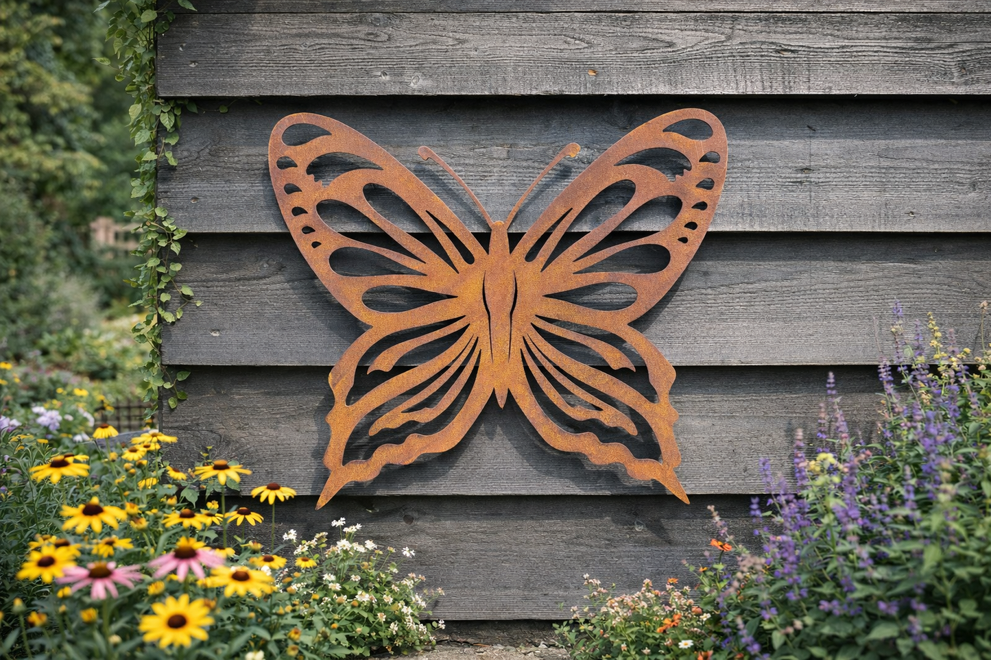 Large Rusty Metal Butterfly Decoration