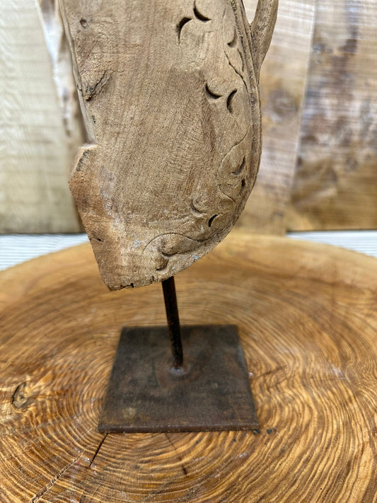 Vintage Handmade Carved Horse Head Ornament / Indian Wooden Horse Head  C