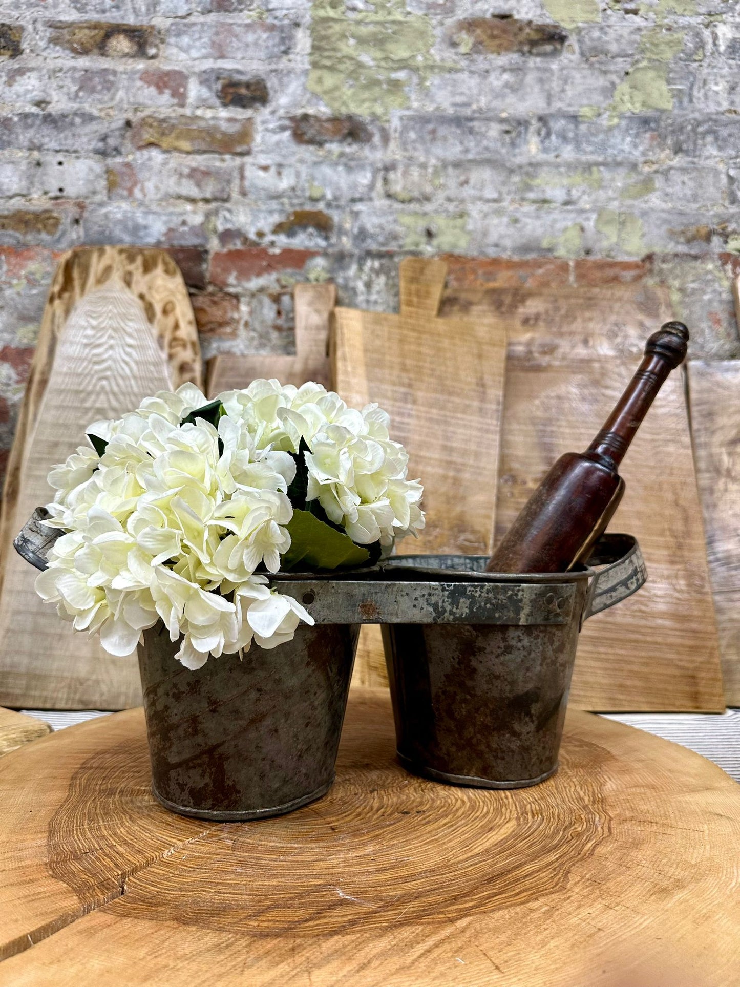 Herb Plant Double Metal Pot Planter / Utensil Pen Pot Desk Tidy / Cutlery Holder
