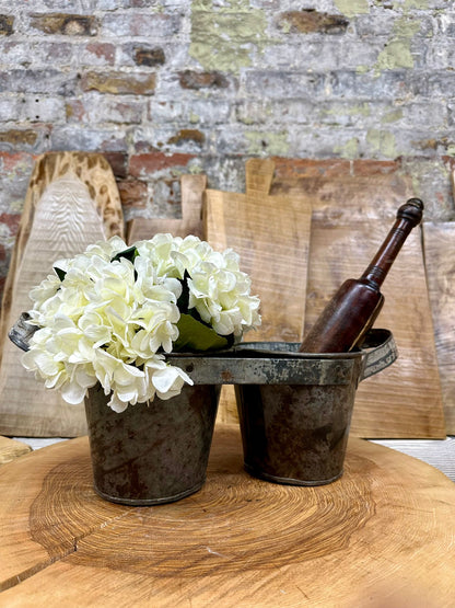 Herb Plant Double Metal Pot Planter / Utensil Pen Pot Desk Tidy / Cutlery Holder