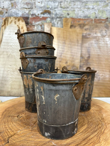 Vintage Small Mini Metal Bucket / Plant Pot / Herb Planter / Windowsill Pot