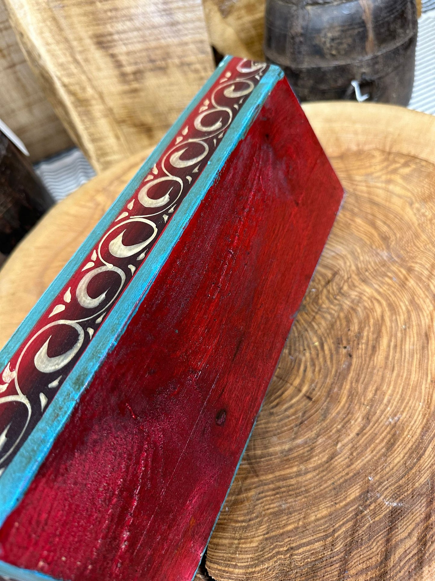 Wooden Painted Tray Bowl / Bread Antipasti Bowl Decorative Storage Tray A