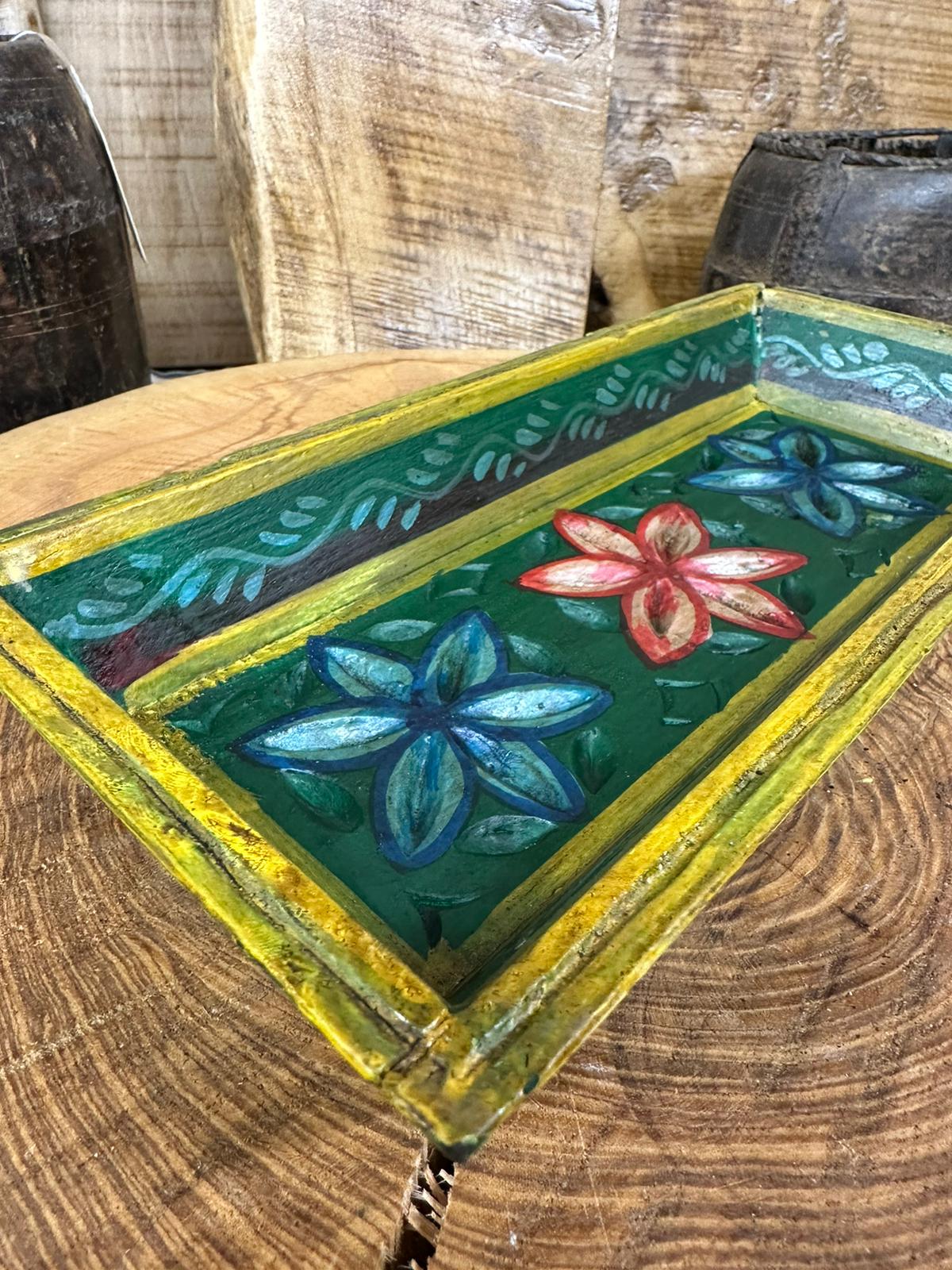 Rustic Wooden Painted Tray Bowl / Bread Antipasti Bowl Decorative Storage Tray B