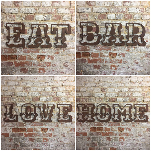 12" Rusty Carnival Metal Alphabet Letters A–Z & 0–9