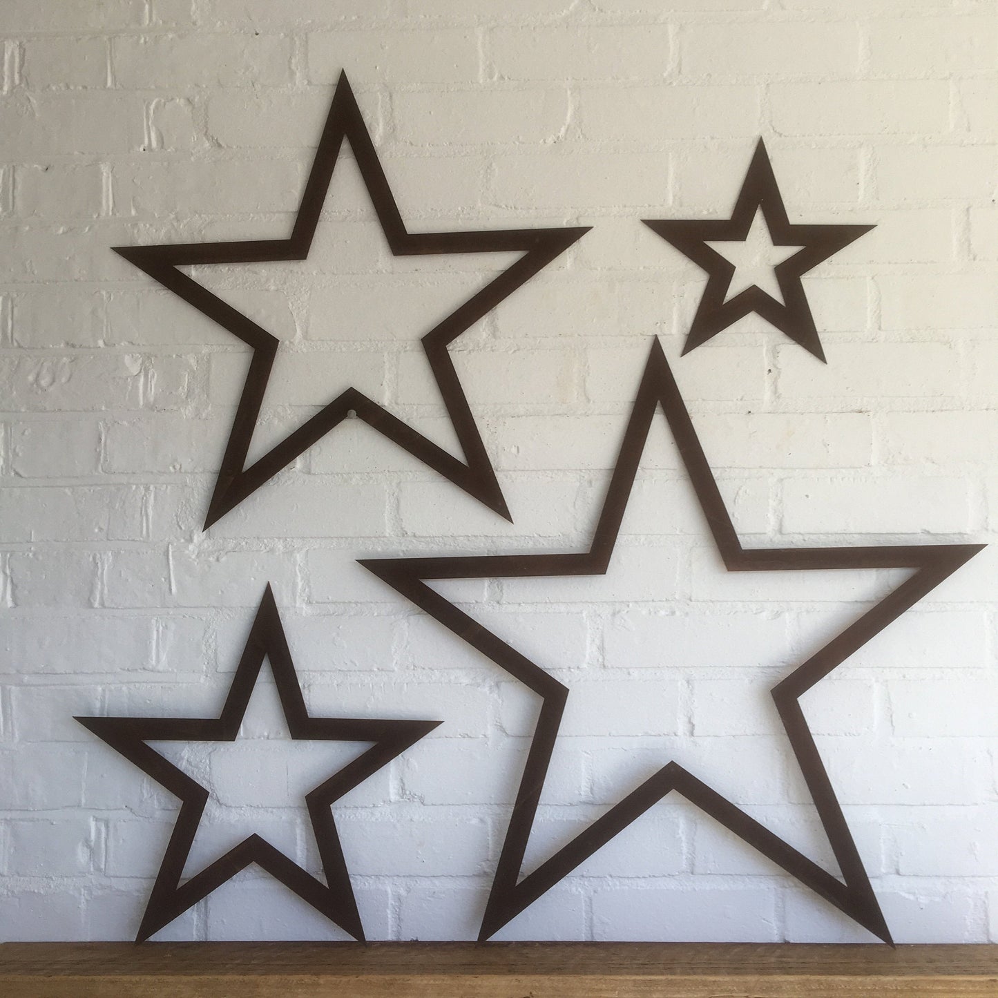 Set of 4 rusty Metal stars, Home & Garden decoration