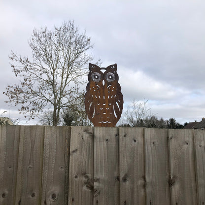 Rusty Metal Standing Owl Garden Ornament