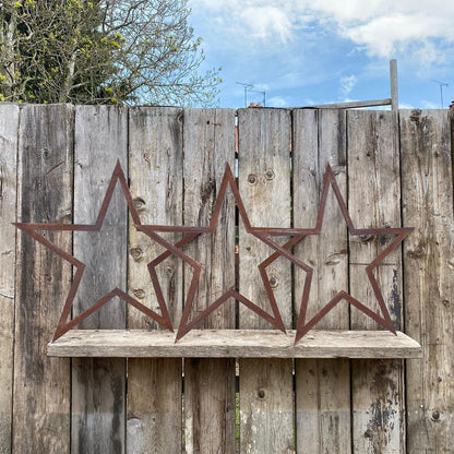 3 Large Rusty Metal barn STARS.