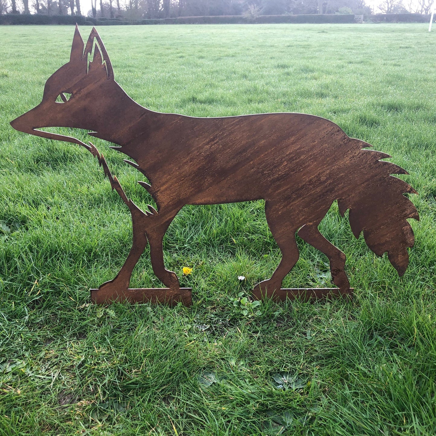 Rusty Metal Walking Fox Garden Decoration