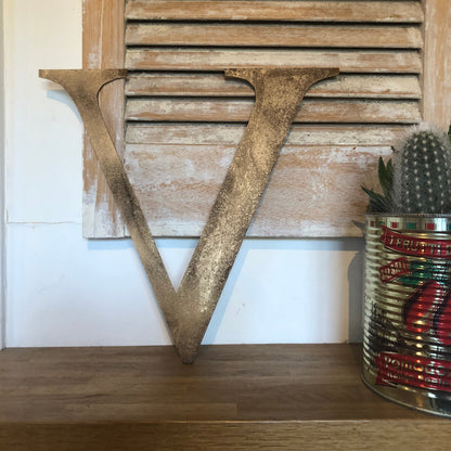 Distressed Gold 5" or 12" Classic Metal Letters, A-Z, 0-9
