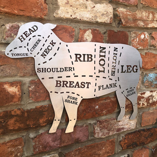 Galvanized Steel Butchers Lamb Wall Decoration.