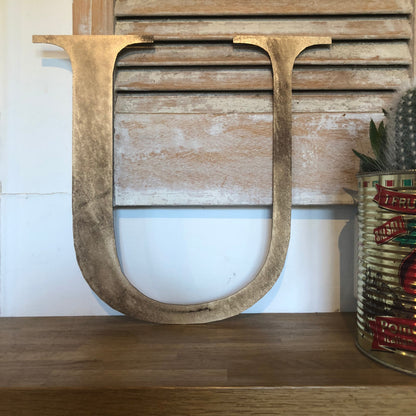 Distressed Gold 5" or 12" Classic Metal Letters, A-Z, 0-9