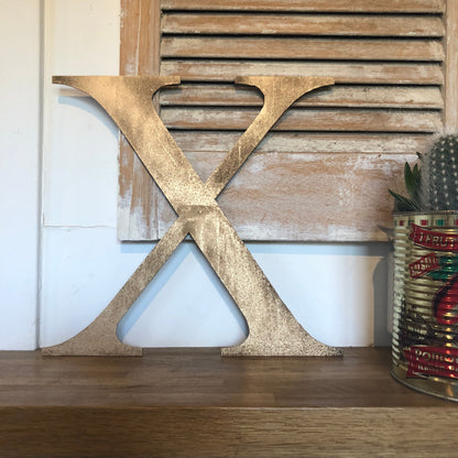 Distressed Gold 5" or 12" Classic Metal Letters, A-Z, 0-9