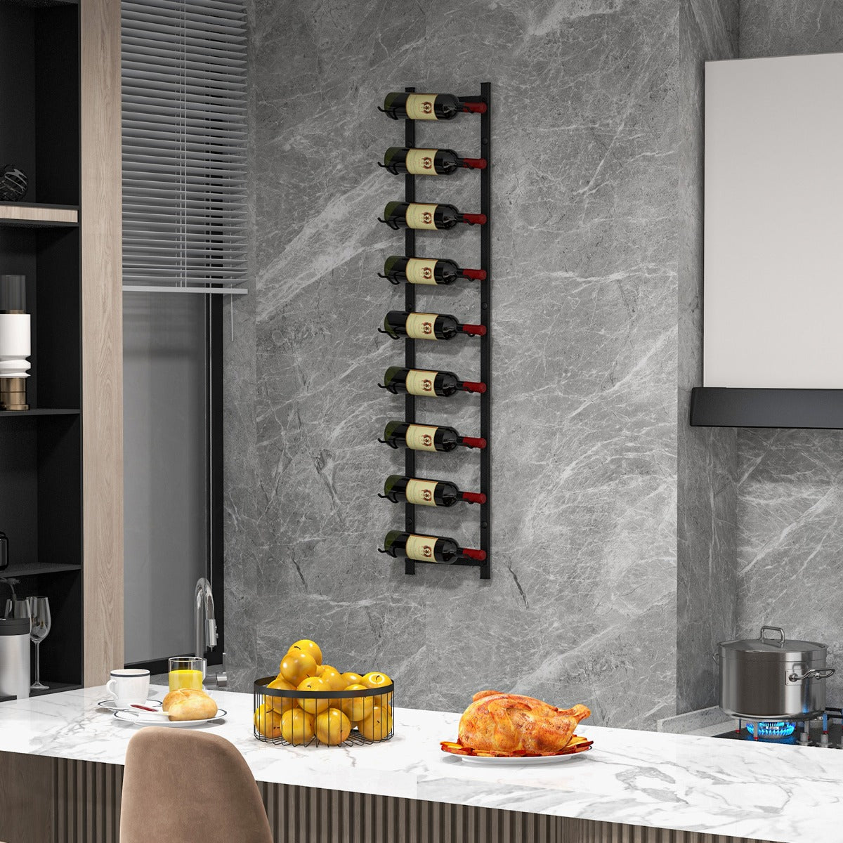 Wall Mounted Metal Wine Rack Organizer for Liquor and Champagne-L