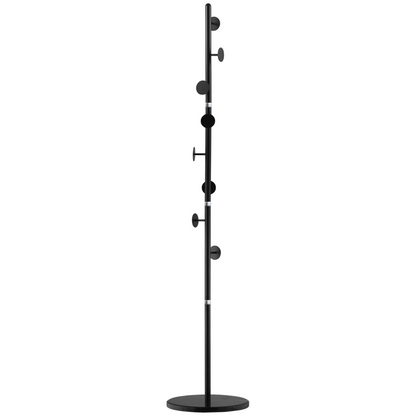 Steel Coat Stand Rack Marble Base 8 Hook for Living Room Entryway,Black