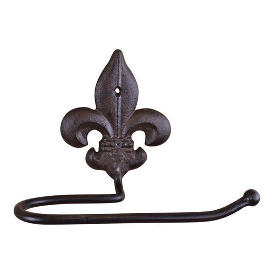Fleur de Lis Cast Iron Rustic Toilet Roll Holder