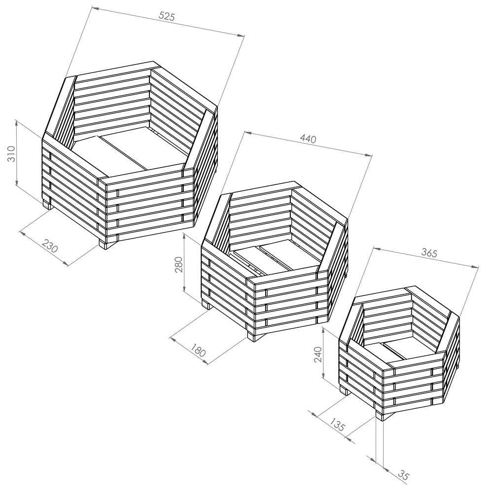 Marford Hexagonal Planter Set