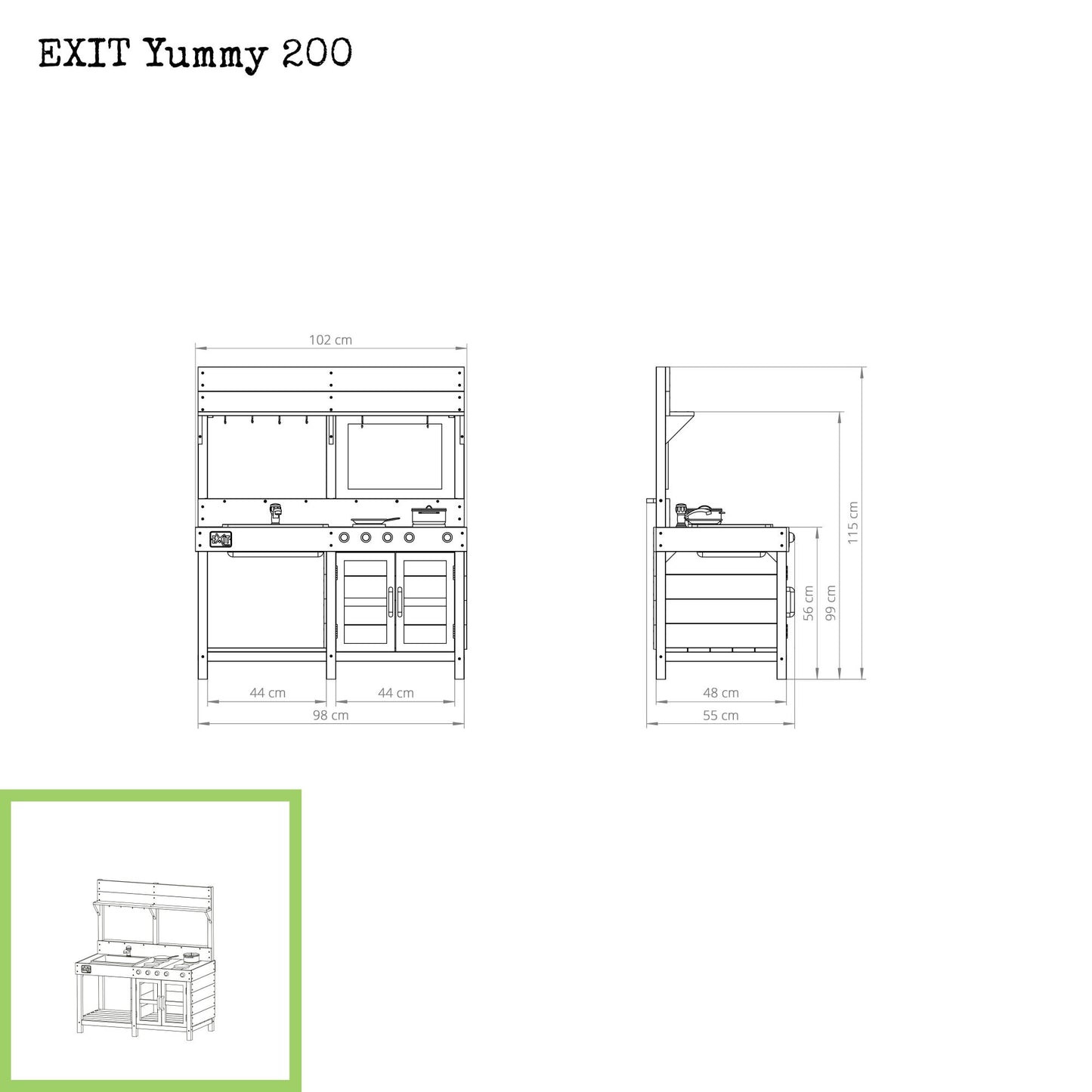 EXIT Yummy 200 Wooden Outdoor Kitchen (Natural)