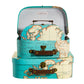 Vintage Map Suitcases - Set of 3