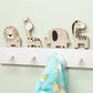 Wooden Animal Carvings with 4 Coat Hooks