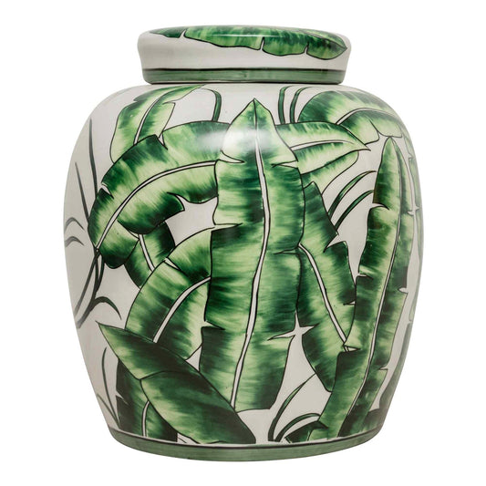 Corn Plant Leaf 13" Ginger Jar