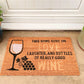 Coir Doormat with Wine Glass & Love