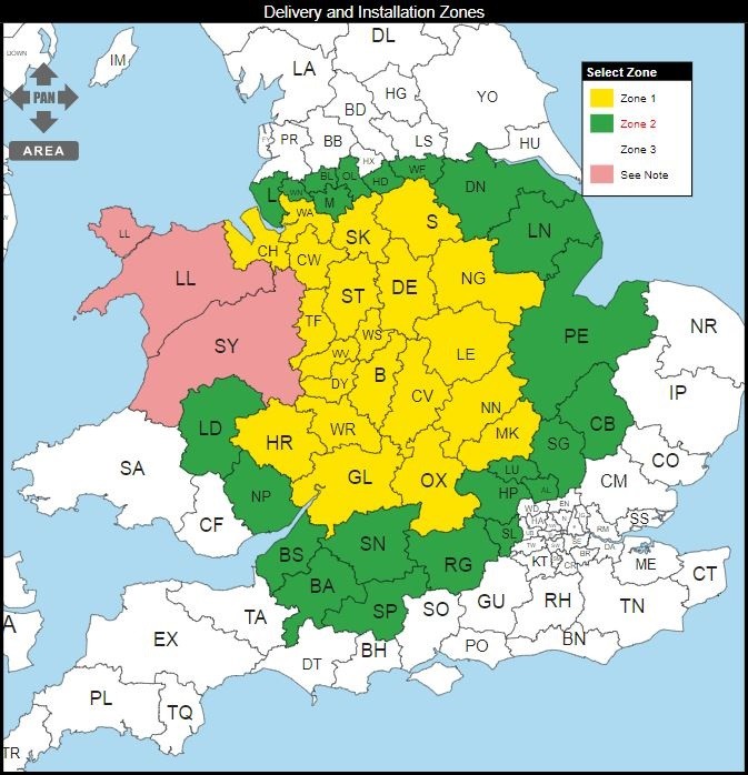 Shed Delivery Zone Map