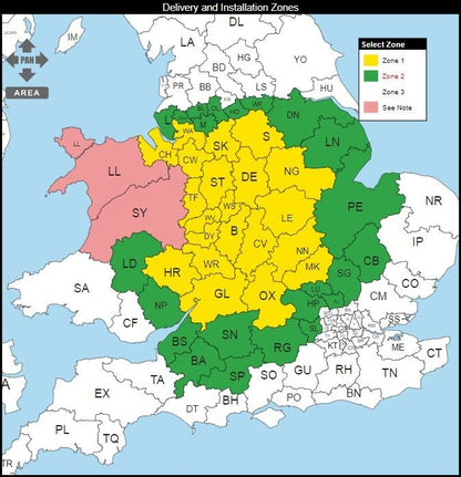 Shed Delivery Zone Map