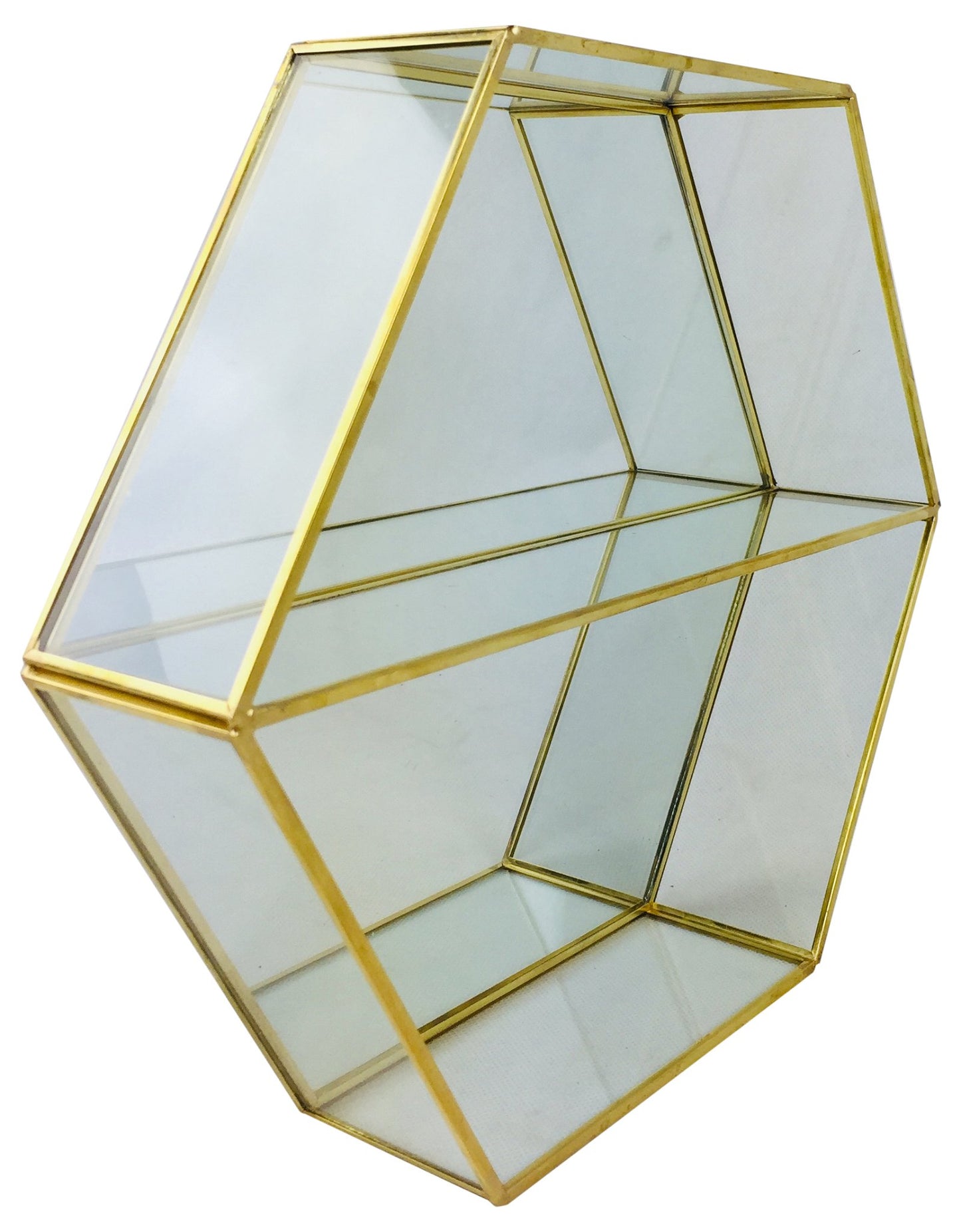 Hexagonal Mirror Shelf Unit 29cm