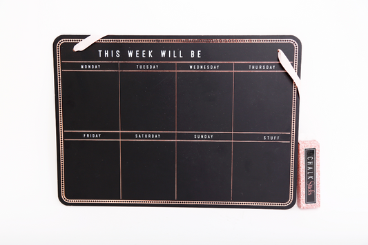 Hanging Chalkboard Weekly Planner with Chalk