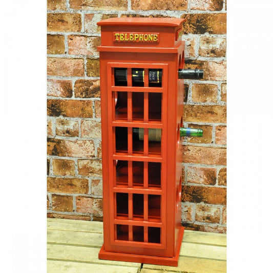 Wooden Telephone Box Wine Rack 77cm