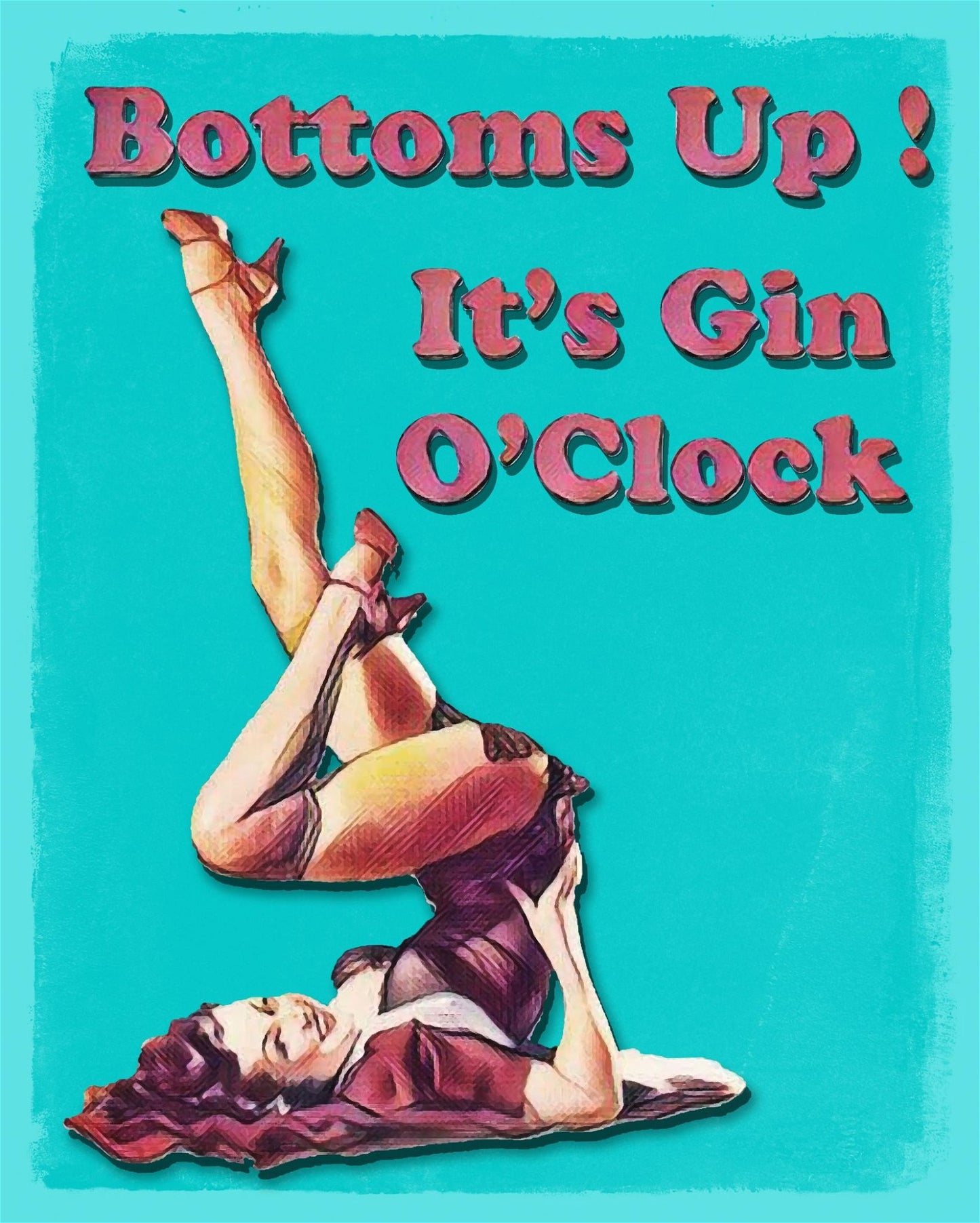 Vintage Metal Sign - Bottoms Up It's Gin O'Clock
