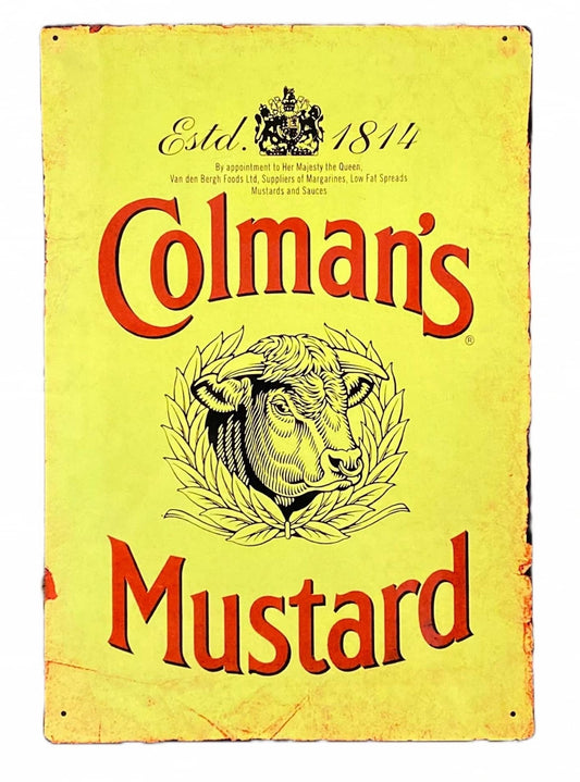 Metal Advertising Wall Sign - Colemans Mustard Yellow