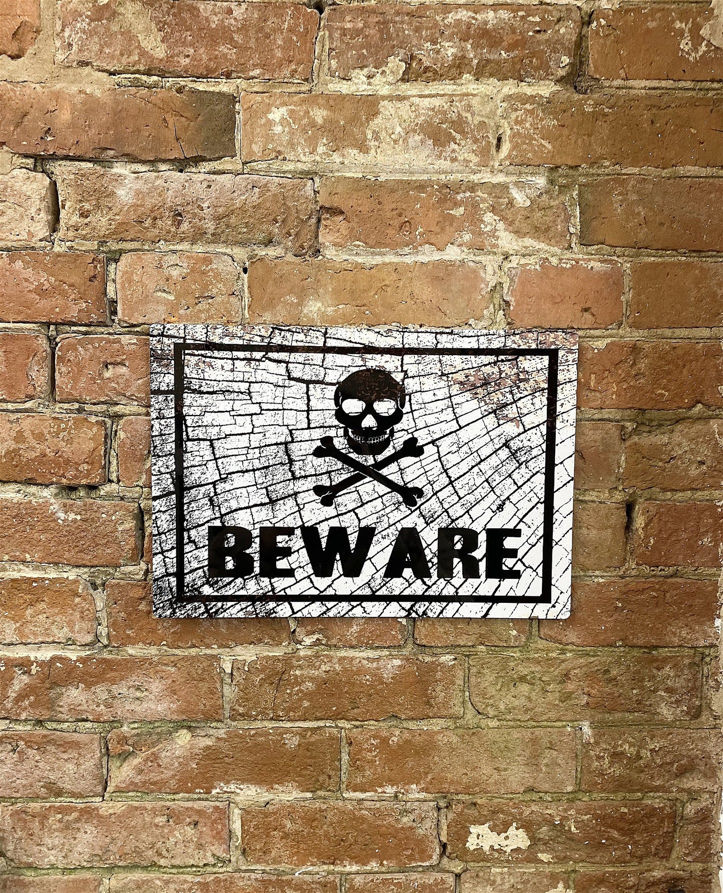 Metal Sign Plaque - Skull Beware