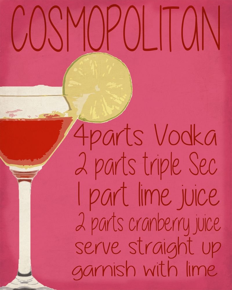 Vintage Metal Sign - Cosmopolitan Cocktail Recipe