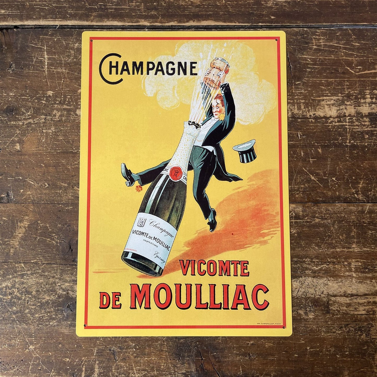 Vintage Metal Sign - Retro Advertising Champagne Vicomte De Moulliac Sign