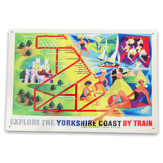 Vintage Metal Sign - British Railways Retro Advertising, Explore The Yorkshire Coast