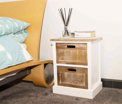 White Wooden Cabinet 2 Drawer 38 x 28 x 48cm