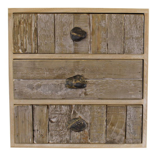 3 Drawer Unit, Driftwood Effect Drawers With Pebble Handles