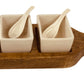 Wooden Tray With Dip Bowls & Spoons 36cm