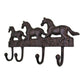 Rustic Cast Iron Wall Hooks, Three Horses