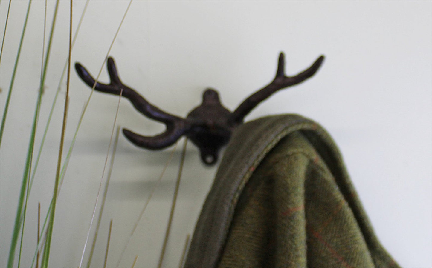 Rustic Cast Iron Wall Hooks, Stag Antlers, Small