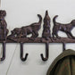 Rustic Cast Iron Wall Hooks, Playful Dog Design With 5 Hooks