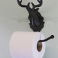 Cast Iron Rustic Toilet Roll Holder, Stag Head Design