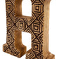 Hand Carved Wooden Geometric Letter H