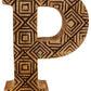 Hand Carved Wooden Geometric Letter P