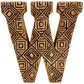 Hand Carved Wooden Geometric Letter W