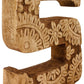 Hand Carved Wooden Flower Letter S